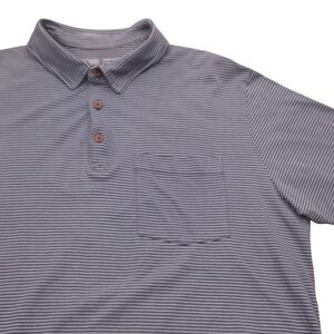 Patagonia Mens Large Cotton in Conversion Blue Striped Polo Shirt Regular Fit